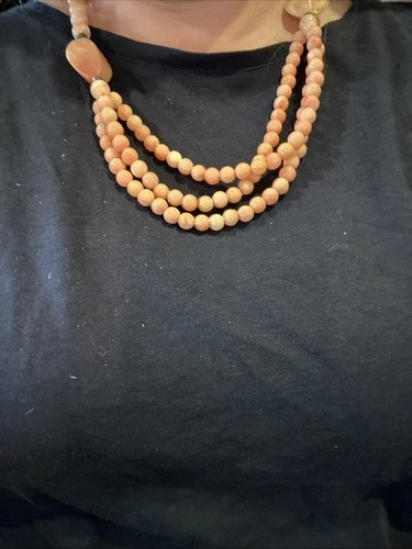 Costume Jewelry Necklace, Vintage Coral Color, 24”