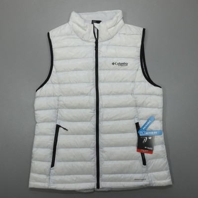 Columbia Arctic Crest Down VEST Jacket Women's Size L Omni-Heat PACKABLE White