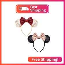 DRESHOW Mouse Ears Bow Headbands Glitter Party Decoration Cosplay Costume for Wo