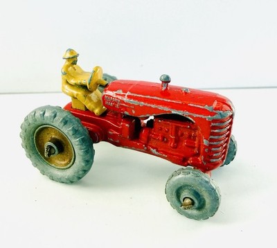 Vintage 1950s Matchbox Moko Lesney No 4 Massey Harris Tractor Early Gray Wheels