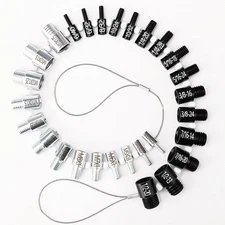 Nut and Bolt Thread 28 Gauges - 15 Inch & 13 Metric, Silver + Black 