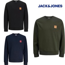 Jack & Jones Mens Long Sleeve Sweatshirt Casual Crew Neck Sweater, Size S to XXL