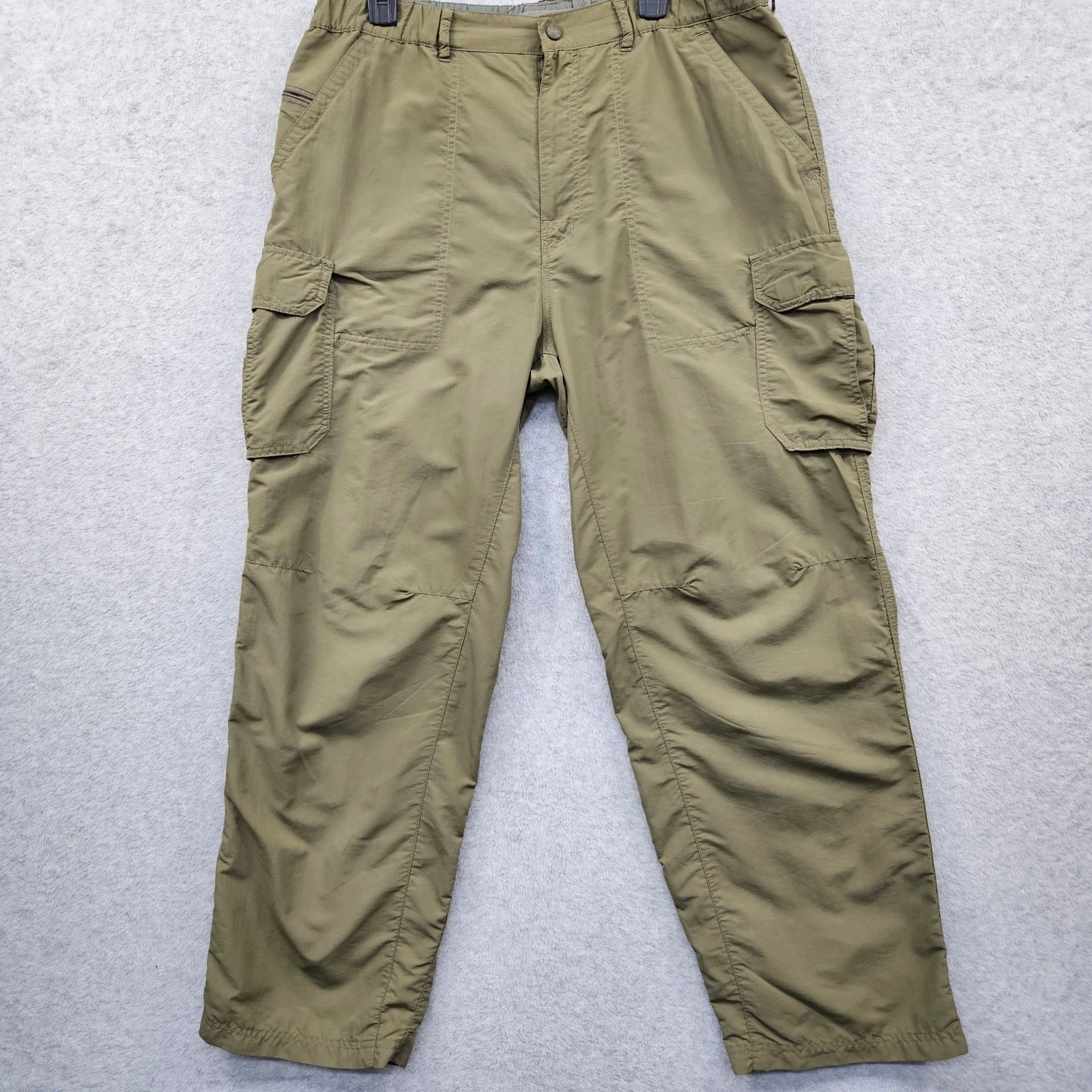 REI Mens XL 30L Cargo Pants Olive Green Ripstop Cargo Outdoor Hiking Lightweight