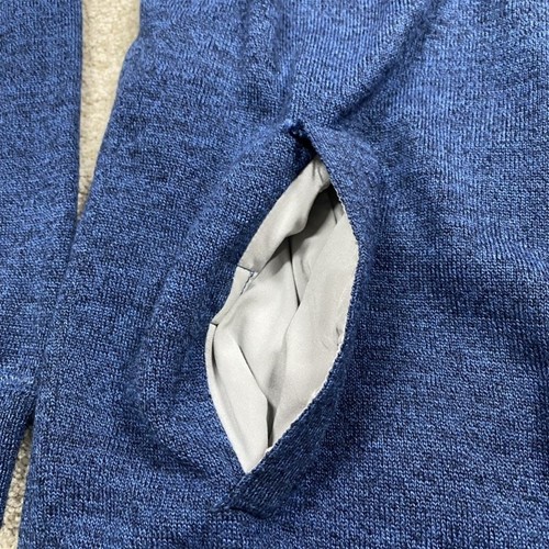 Johnnie-O Sweater Mens M Blue Crewneck Merino Wool Chilton Pockets Lined - Picture 5 of 10