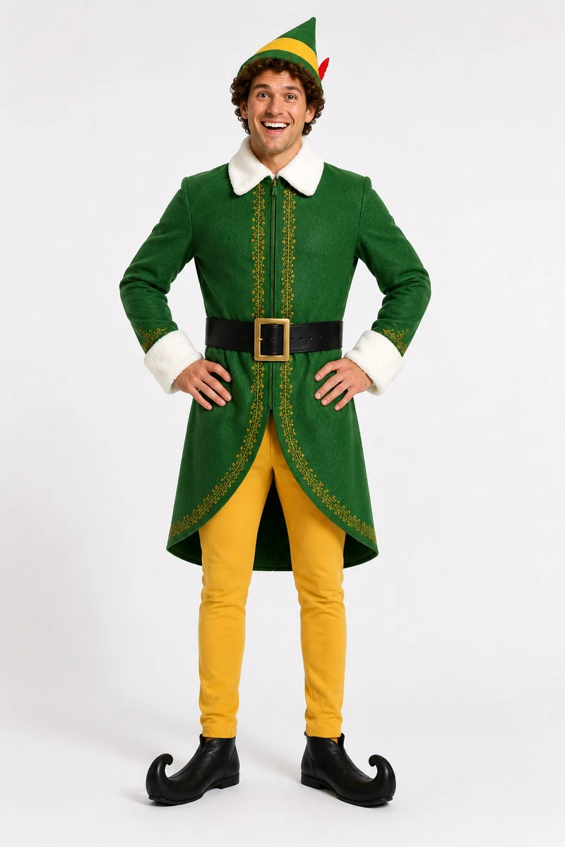 Ciao Disfraz De Elfo De Navidad Para Hombre – Talla única Adulto – Incluye Casaca, Pantalones Y Gorro Con Cascabel – Perfecto Para Fiestas Y Cosplay Navideño