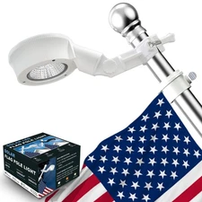 Solar Flag Pole Light with Adjustable Bracket Metal Clamp for 0.8-1.2 Pole