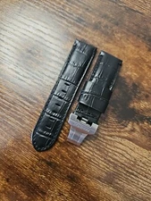 Panerai Daylight Watch 24/22mm OEM Black Alligator Strap with Deployment Buckle 