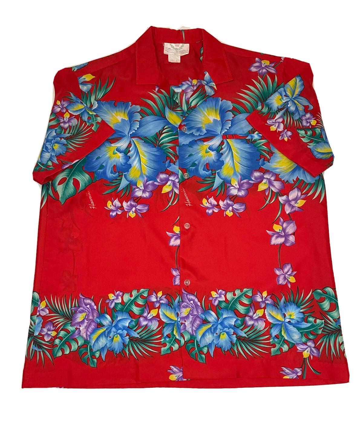 Vtg Royal Creations Hawaiian Button Front Shirt L Floral Multicolor Polyester