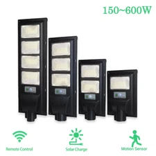 LED Solar Street Light Sensor Outdoor Security 150W 300W 450W 600W Dusk to Dawn