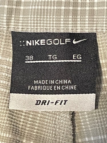 Nike Golf Pantalones Cortos Hombre 38 x 11 Dri Fit Rayas Cuadros Blanco Crema - Imagen 5 de 7
