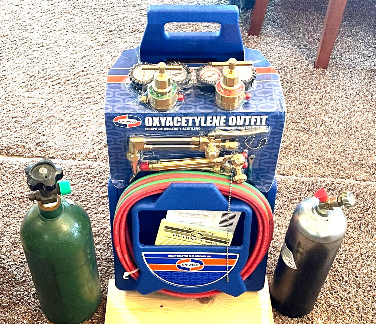 Uniweld, Welding Brazing Cutting Kit, KL550-4P, w/FULL TANKS