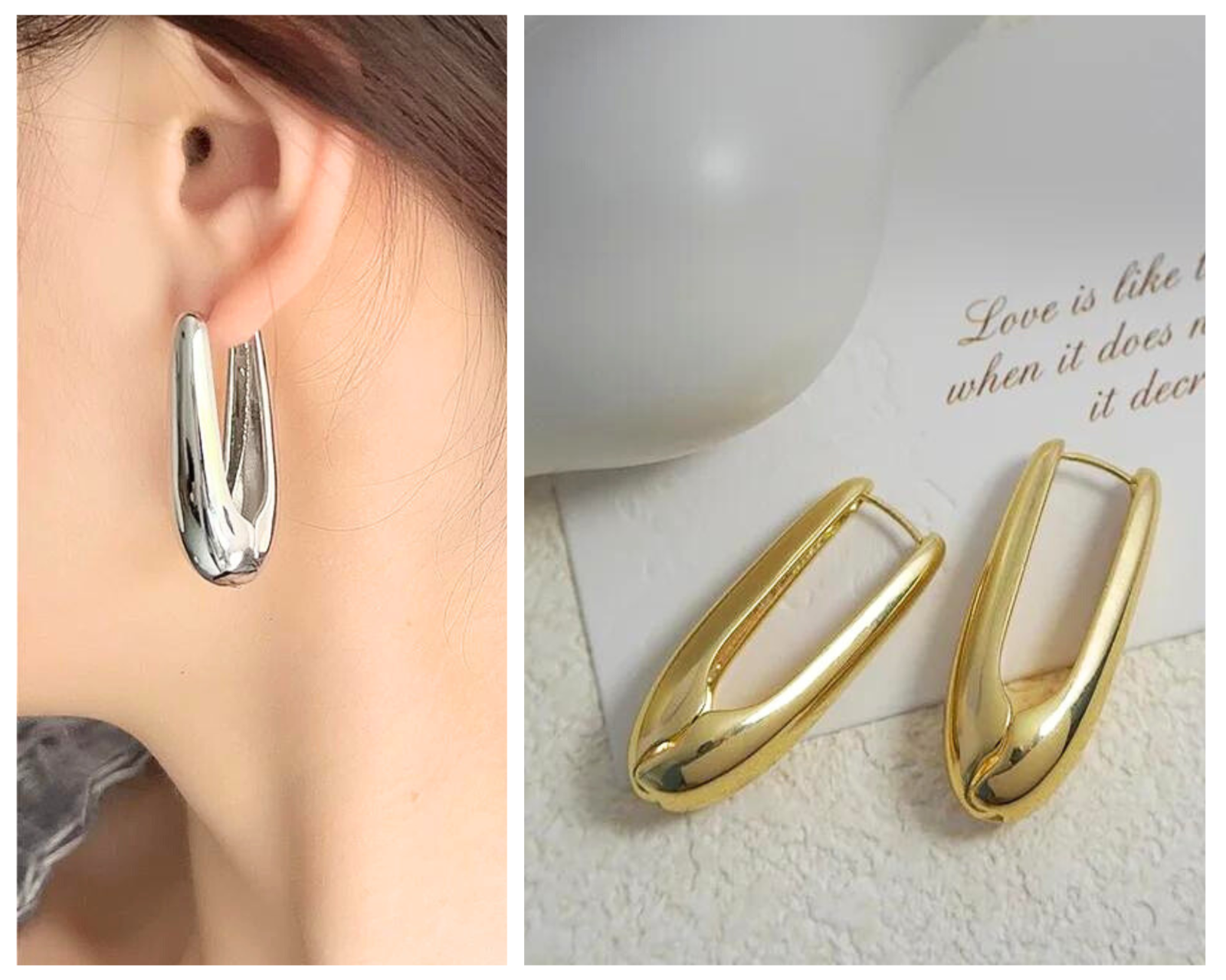 Chunky Large Hoop Earrings Modern Wide Thick Drop Statement-image