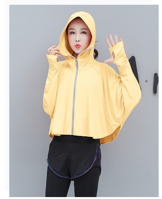 Womens Hooded Sunprotective Coats AntiUV Tops Short Cycling Jacket