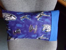 TRAVEL-TODDLER SIZE PILLOWCASE  STAR WAR/BLUE  CUFF 12" X 18" #4306