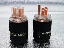 1set AC HiFi Pure Red copper US Mains Power Plug IEC female Connector