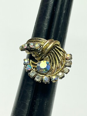Vintage AB Rhinestone Adjustable Ring | eBay