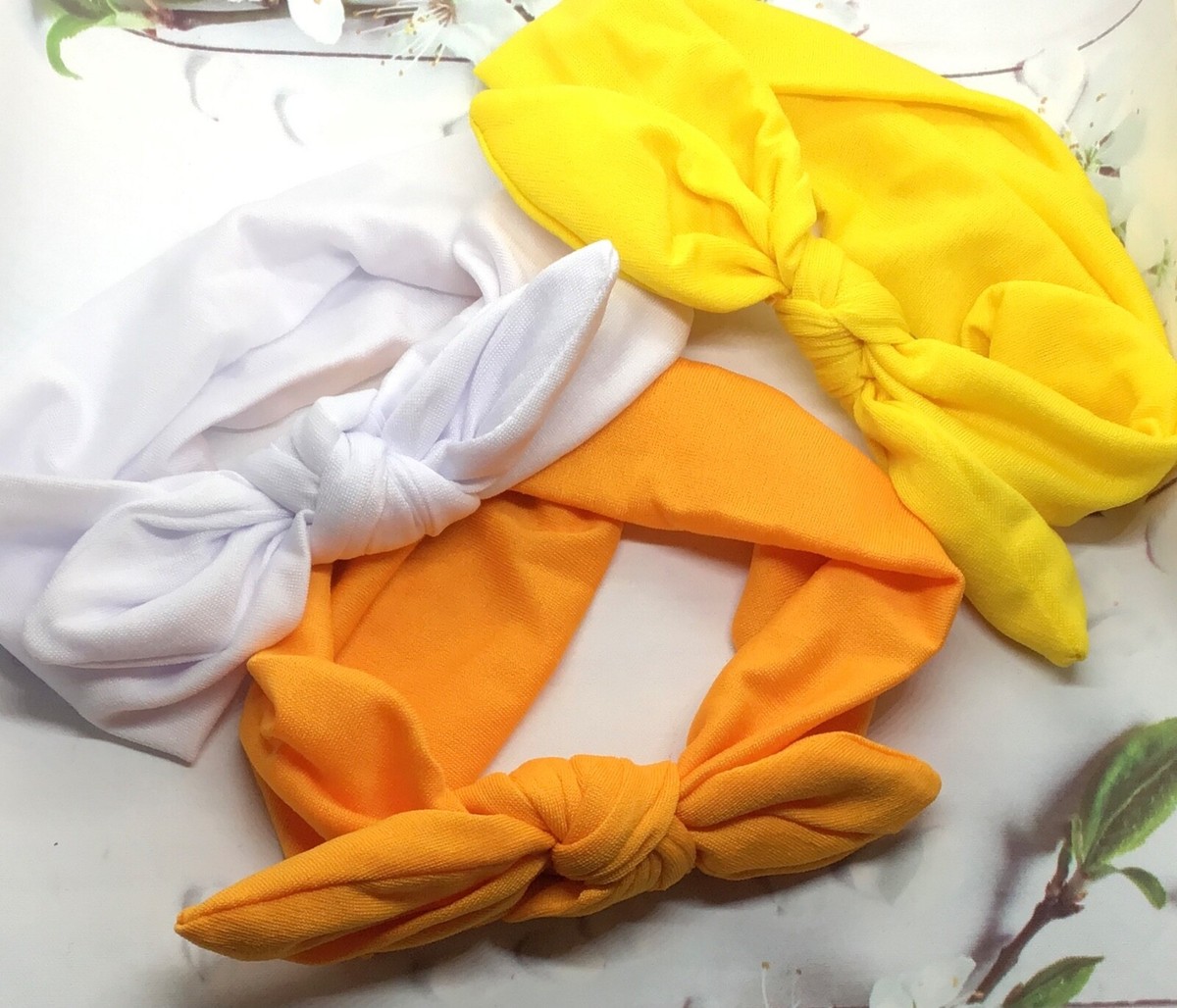CHILD SIZE GIRLS PLAIN STRETCH FABRIC BOW KNOT BANDEAU HEAD WRAP HAIR  HEADBAND