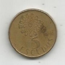 PORTUGAL 5$00 ESCUDOS 1991