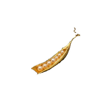 Authentic MICHAEL MICHAUD PEA POD 7 PEARL PIN/BROOCH STERING GOLD PLATED 5647V