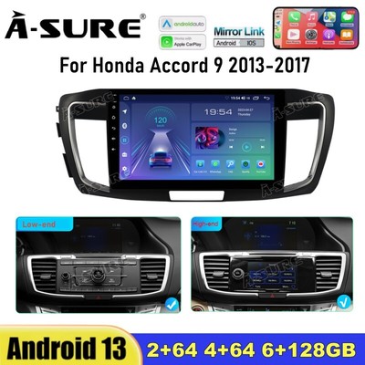 For Honda Accord 2013-2017 Carplay Android 14 Car Stereo Radio GPS 4+64G/6+128G