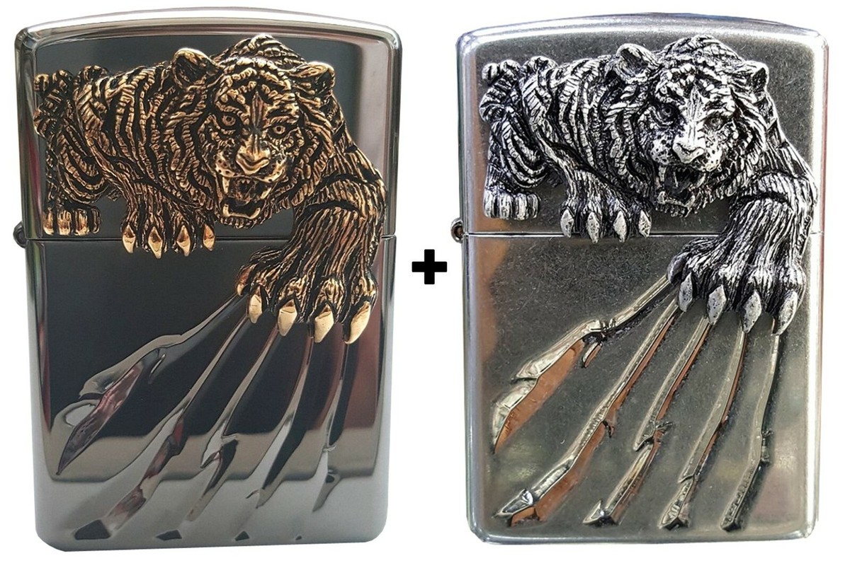 Zippo Lighter Tiger Claw Genuine Windproof Free Shipping 6 Flints New in  Box | eBay