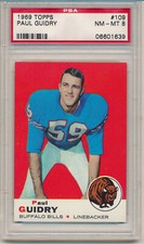1969 Topps Football Paul Guidry (Rookie Card) (#109) PSA8 PSA (#02). rookie card picture