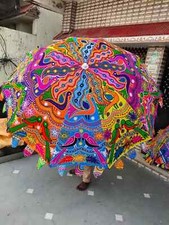 Sun Parasol HIPPIE Hand Embroidered Sun Shade Beautiful Garden Yard Umbrella