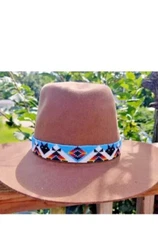 Western Seed Beaded Hat Band Fit Cowboy Hatband South West Multi Color Hat Band