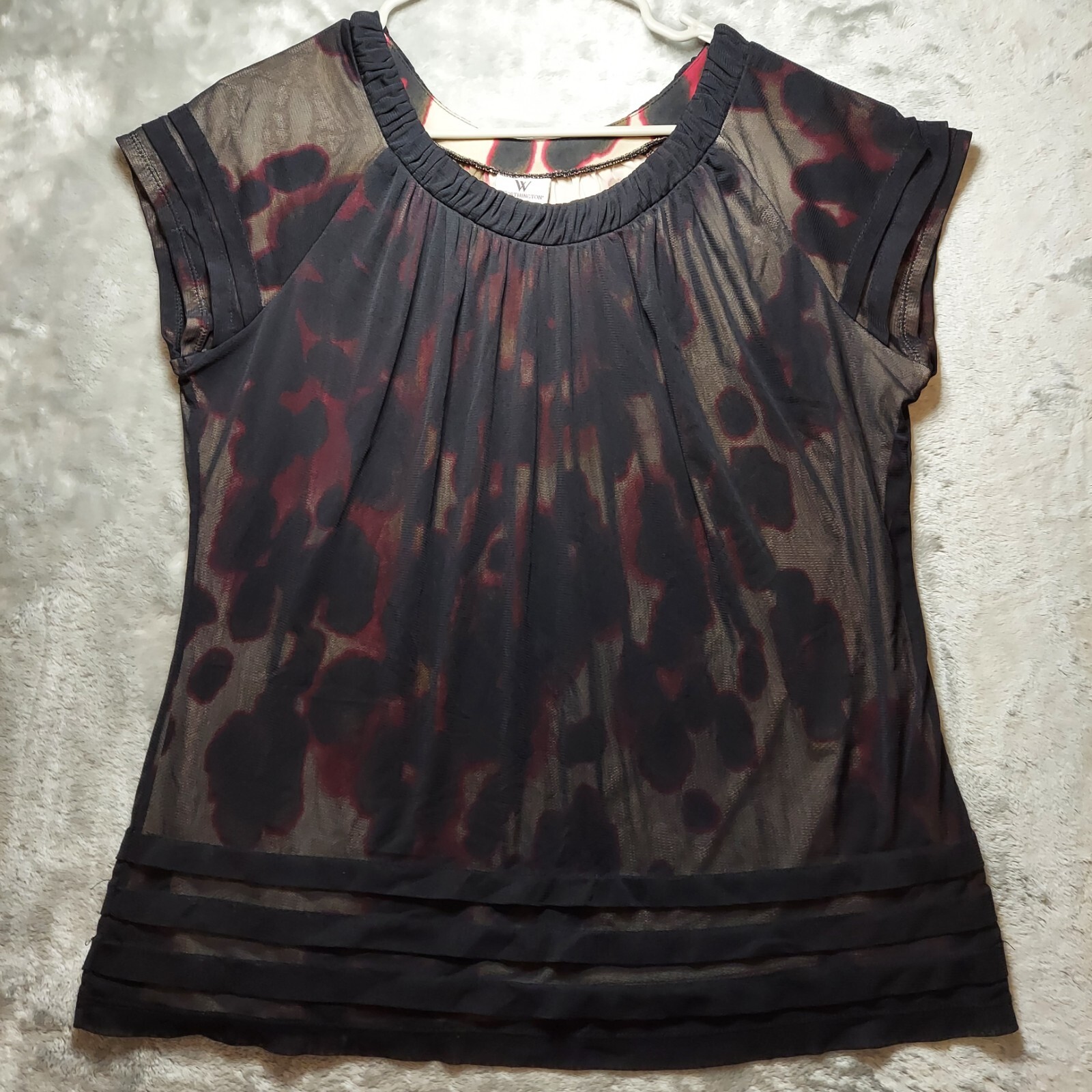 Worthington Petite Womens Layered Round Neck Blouse PXL 26in Length 22in Width