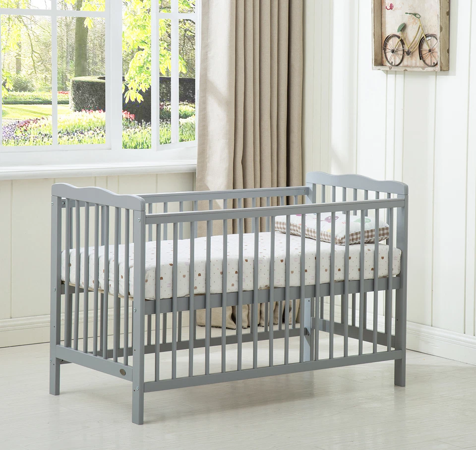MCC® Grey Brooklyn Baby Cot Crib with Water repellent Mattress & Wheeled Drawer - Image 4 of 4