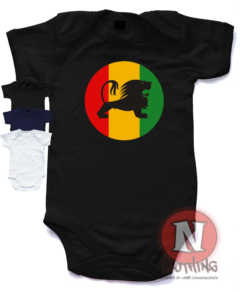 NAUGHTEES CLOTHING Naughtees Kleidung Rasta Löwe Reggae Logo Babygrow Babyanzug 100 % Baumwolle neu