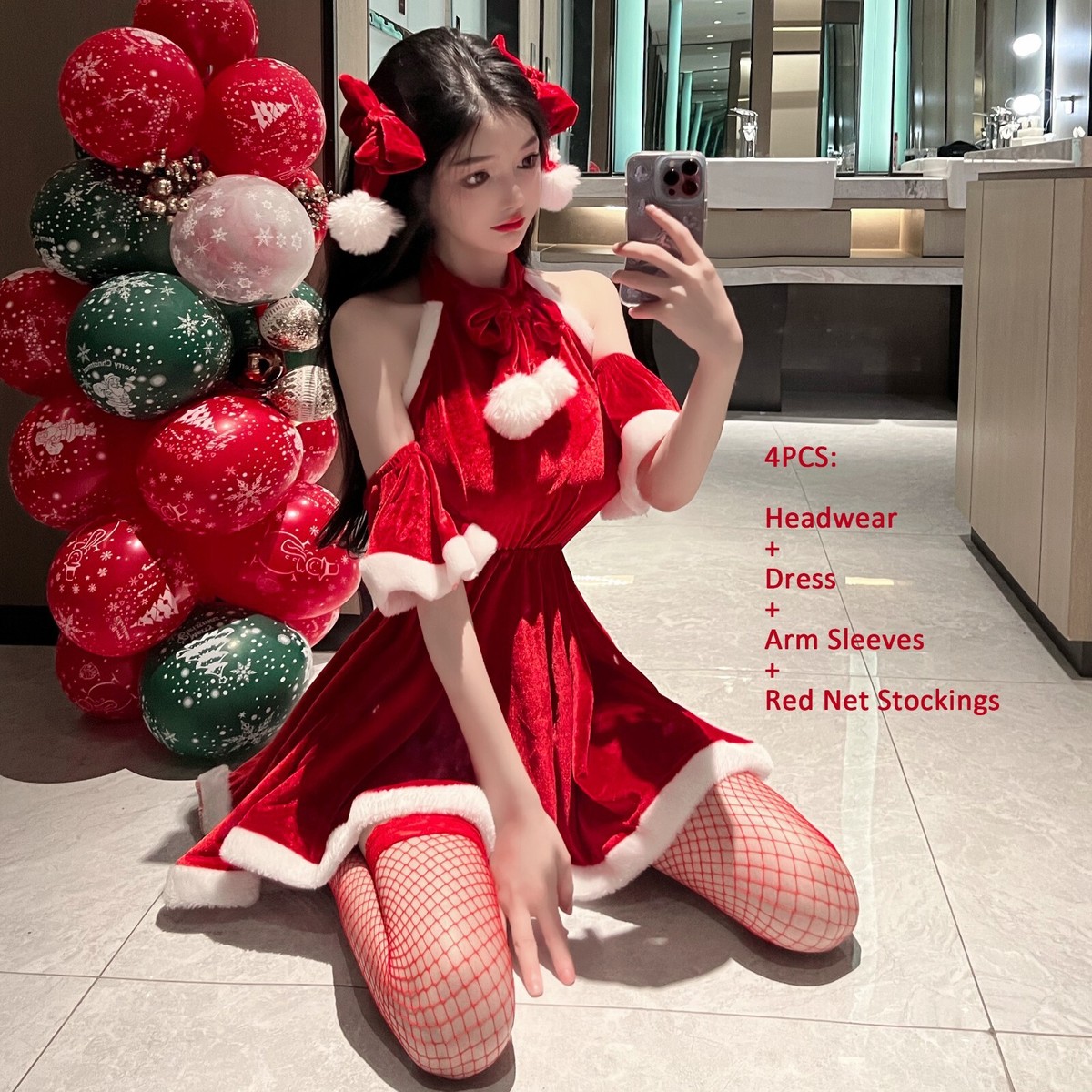 sexy santa mini dress Womens Sexy Christmas Outfit Mrs Santa Claus Fancy Mini Dress Xmas Red  Costume