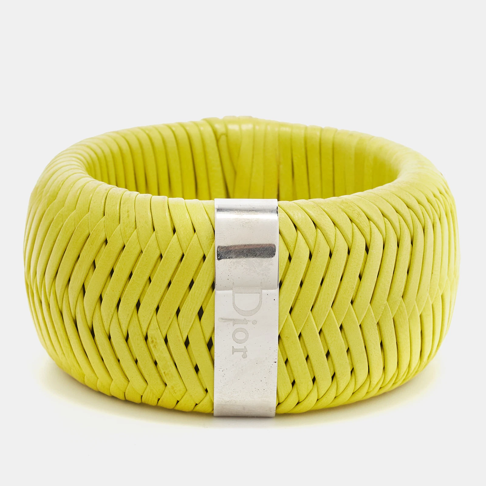 Bracelet extra large cuir Dior ton argent