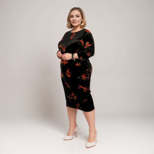 ROCKTHOSECURVES WOMENS FITTED DRESS STRETCH VELVET SHIFT MIDI PARTY PLUS SIZE