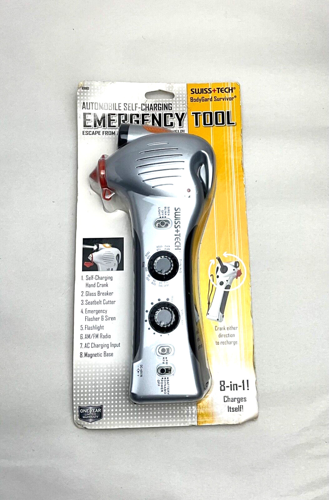 SWISS+TECH BODY GARD SURVIVOR AUTOMOBILE SELF-CHARGING EMERGENCY TOOL