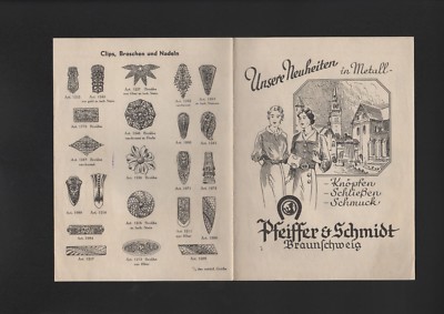 BRAUNSCHWEIG, Prospekt 1930, Pfeiffer & Schmidt Metall-Knöpfe