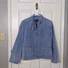 Unique Oscar Piel Light Blue Rare Femme Biker Leather Jacket Women's Size Xl