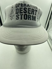 Desert Storm SnapBack Mesh Trucker Hat VTG 90s Veteran War Jet Armed Services