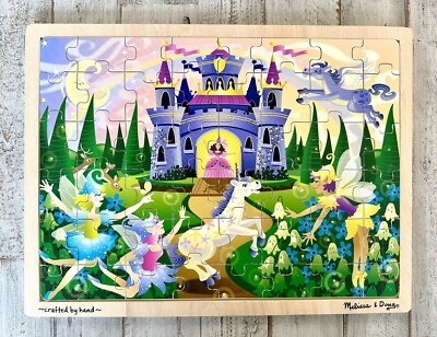 LOT OF 3 Melissa & Doug Wooden Puzzles: Fairy Fantasy, Dinosaur