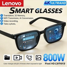 Lenovo AI Smart Glasses 4K Camera Bluetooth Translation Music Sunglasses