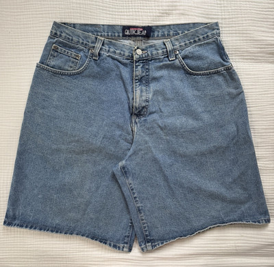 Vintage Y2K Quiksilver QuikJean Denim Shorts Mens 38 Baggy Skate Surf Blue Jorts