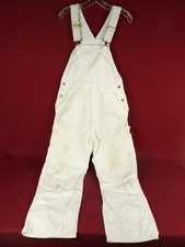 VINTAGE 70s CARHARTT BIB OVERALLS WHITE DOUBLE KNEE BUTTON FLY CARPENTER SIZE 32