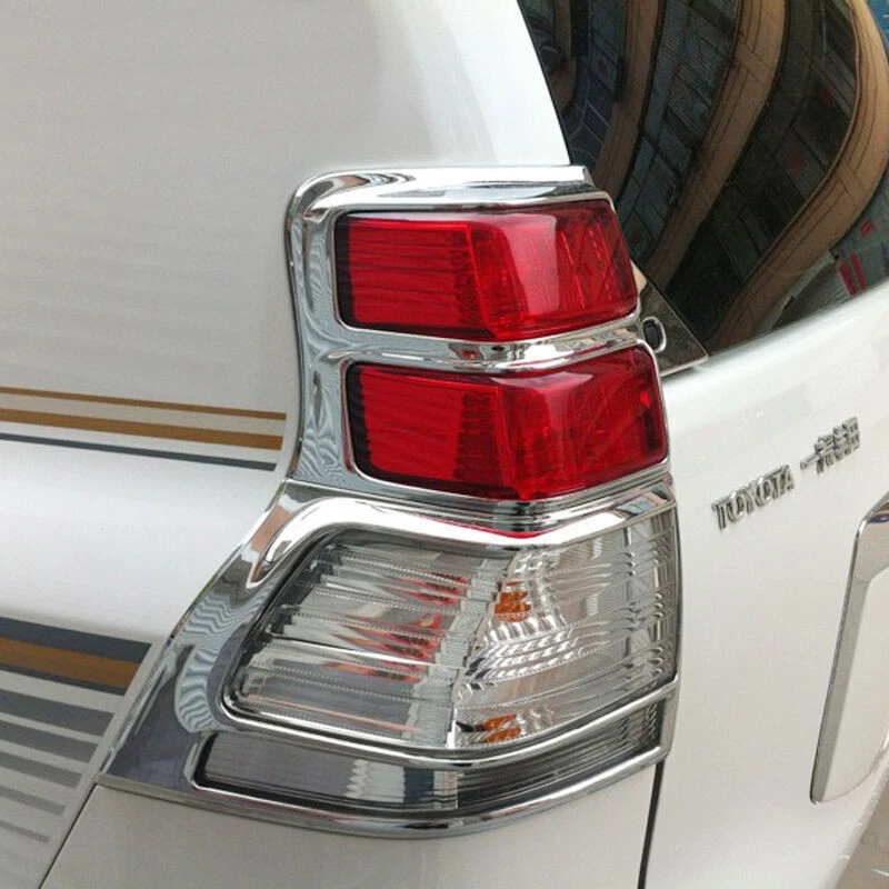 Cubierta de moldura de lámpara de luz trasera de cromo ABS 2 piezas para Toyota Prado FJ150 2010-2013 Foto 2 de 4