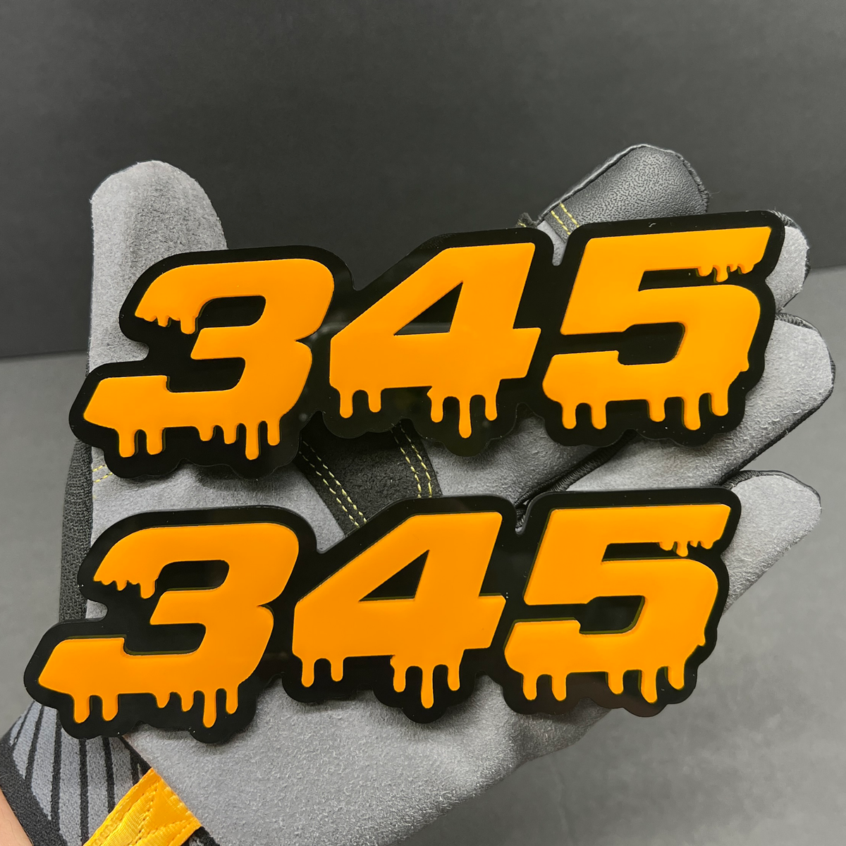 2x Orange & Black 345 Hemi Side Fender Emblems – 3D Glossy Badge – Universal Fit For Car/Truck/SUV
