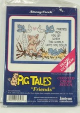 Stoney Creek PIG TALES "Friends" Cross-Stitch Kit with Frame NEW Janlynn PT06
