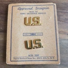 Original Pair WW2 U.S. Army Officer Uniform Collar Lapel Pins Military Veterans