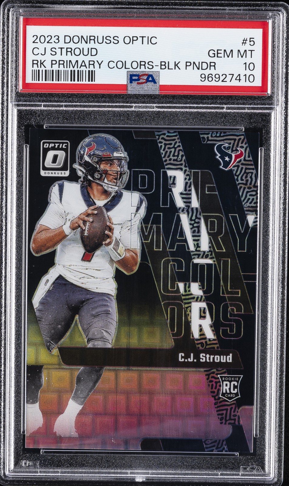 2023 PANINI DONRUSS OPTIC RC PRIMARY COLORS BLACK PANDORA CJ STROUD 3/25 PSA 10