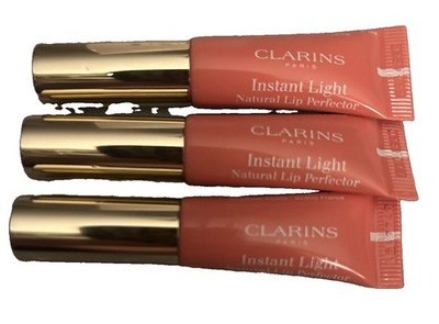 Clarins Instant Light Natural Lip Perfector Lip Gloss Pink Shine (3 Tubes)