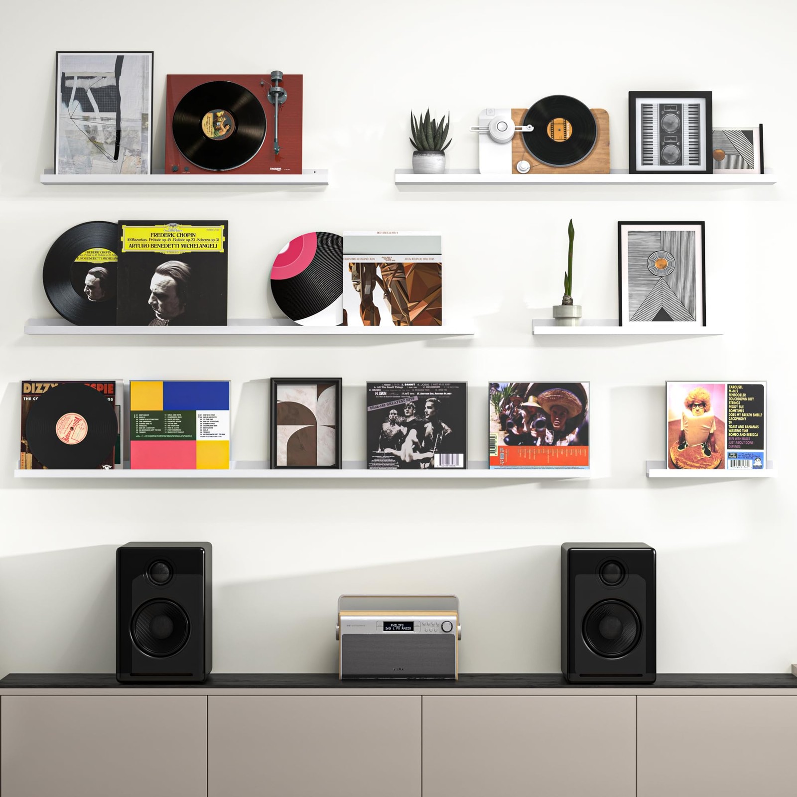 Picture Ledge Shelf, Floating Shelves Set of 2, 48 Inches Picture Shelf for W...