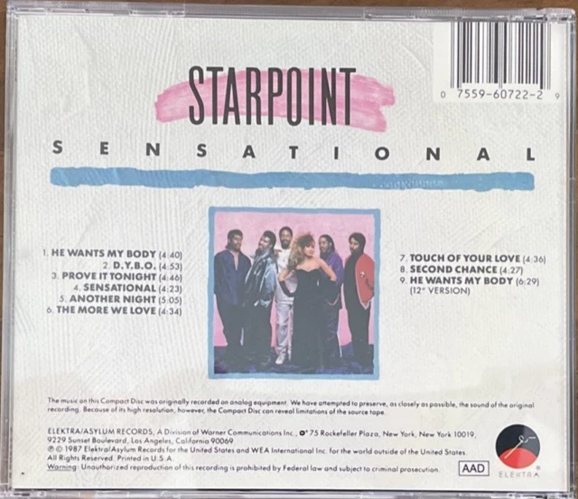 Starpoint - Sensational CD Elektra 960722-2 OG 1987 CD OOP EUC - Image 4 of 4